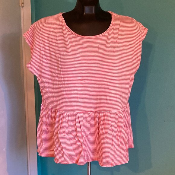 NWOT LOFT Striped Peplum T-Shirt - Picture 1 of 3